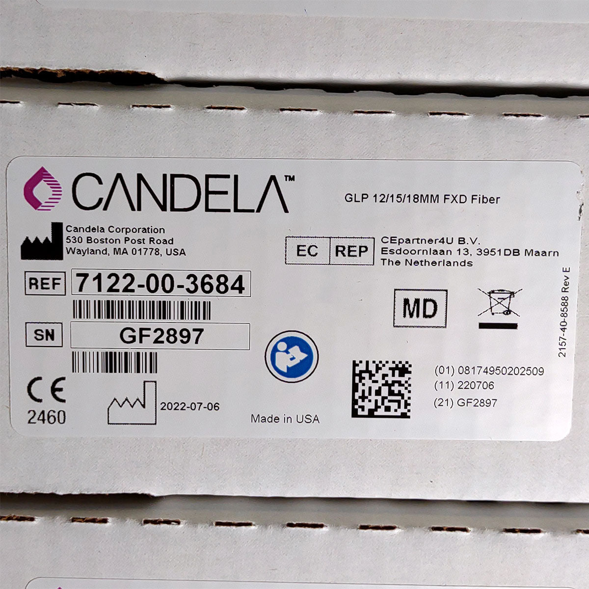 Candela GentleLase Plus Fiber Assembly 12/15/18mm Factory NEW 7122-00-3684 (GF2897)