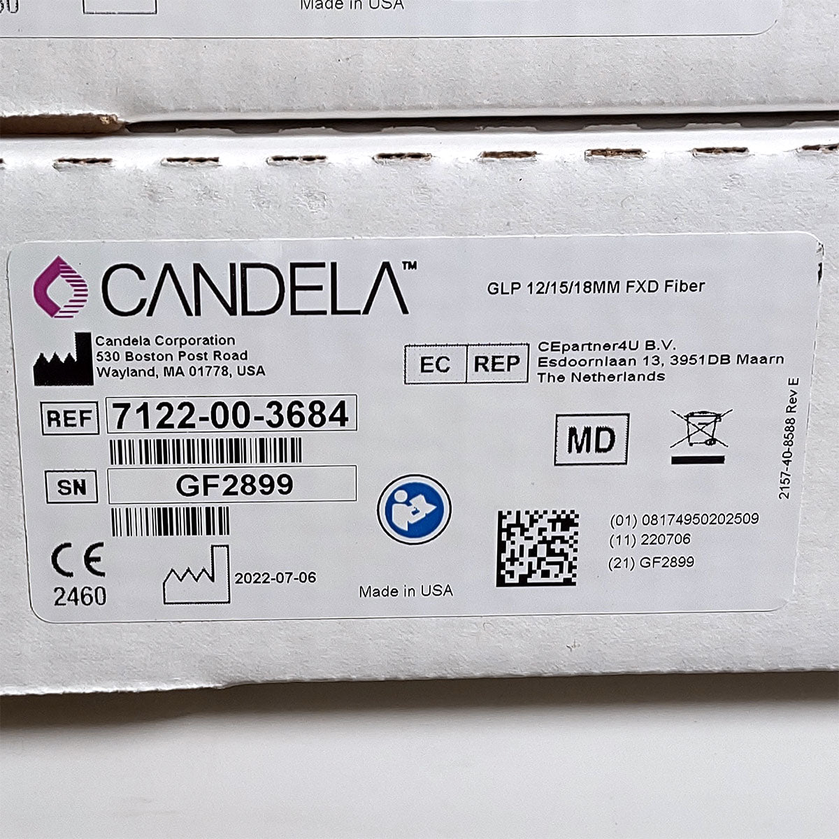 Candela GentleLase Plus Fiber Assembly 12/15/18mm Factory NEW 7122-00-3684 (GF2899)