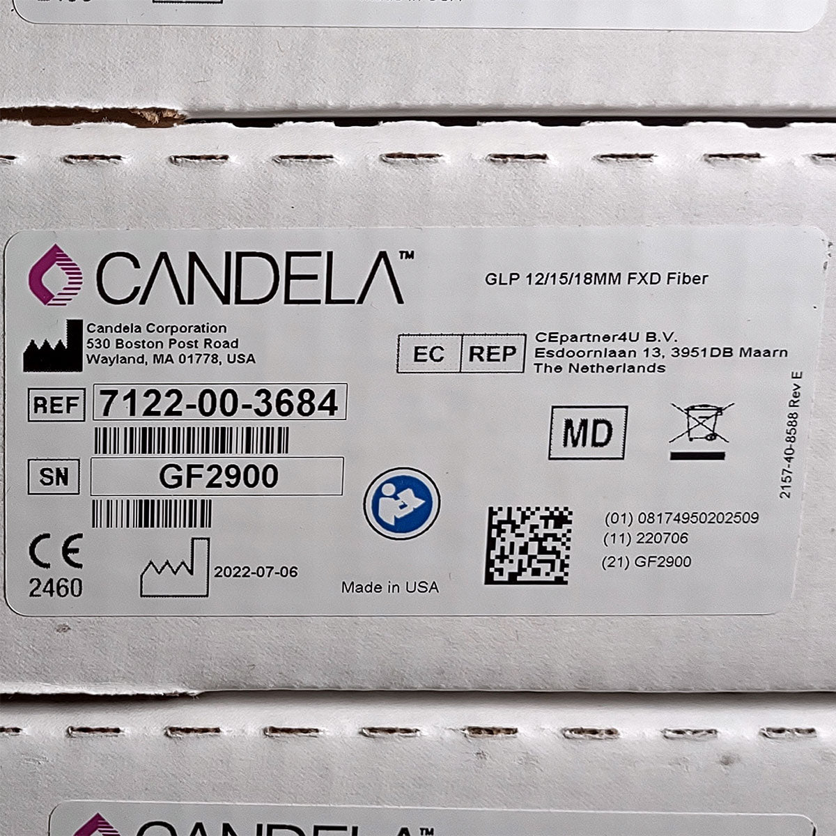 Candela GentleLase Plus Fiber Assembly 12/15/18mm Factory NEW 7122-00-3684 (GF2900)
