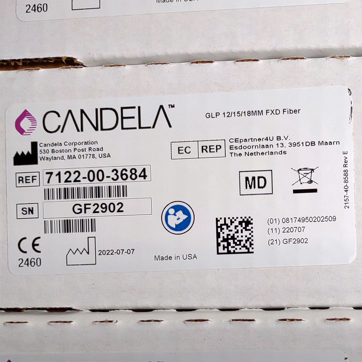 Candela GentleLase Plus Fiber Assembly 12/15/18mm Factory NEW 7122-00-3684 (GF2902)