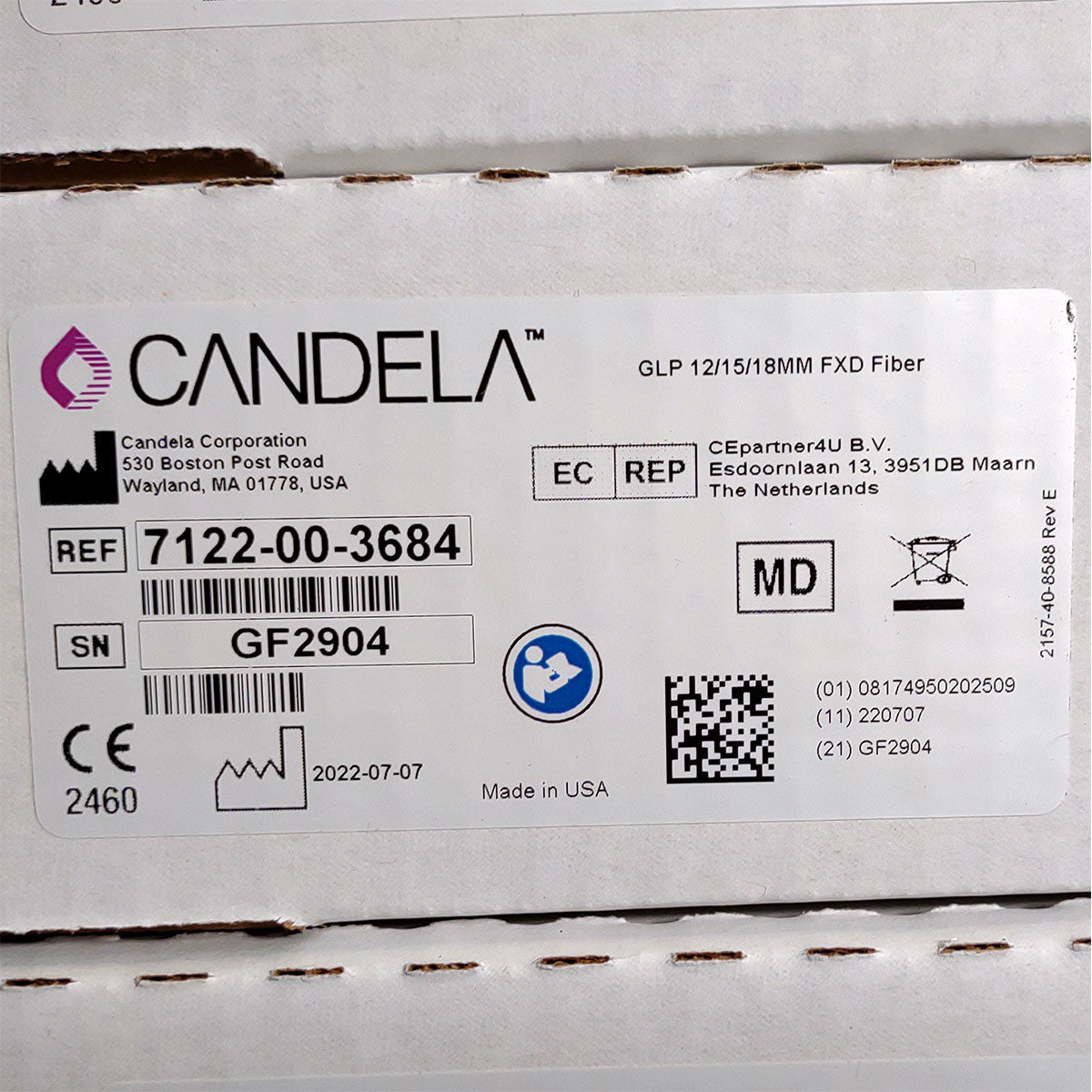 Candela GentleLase Plus Fiber Assembly 12/15/18mm Factory NEW 7122-00-3684 (GF2904)