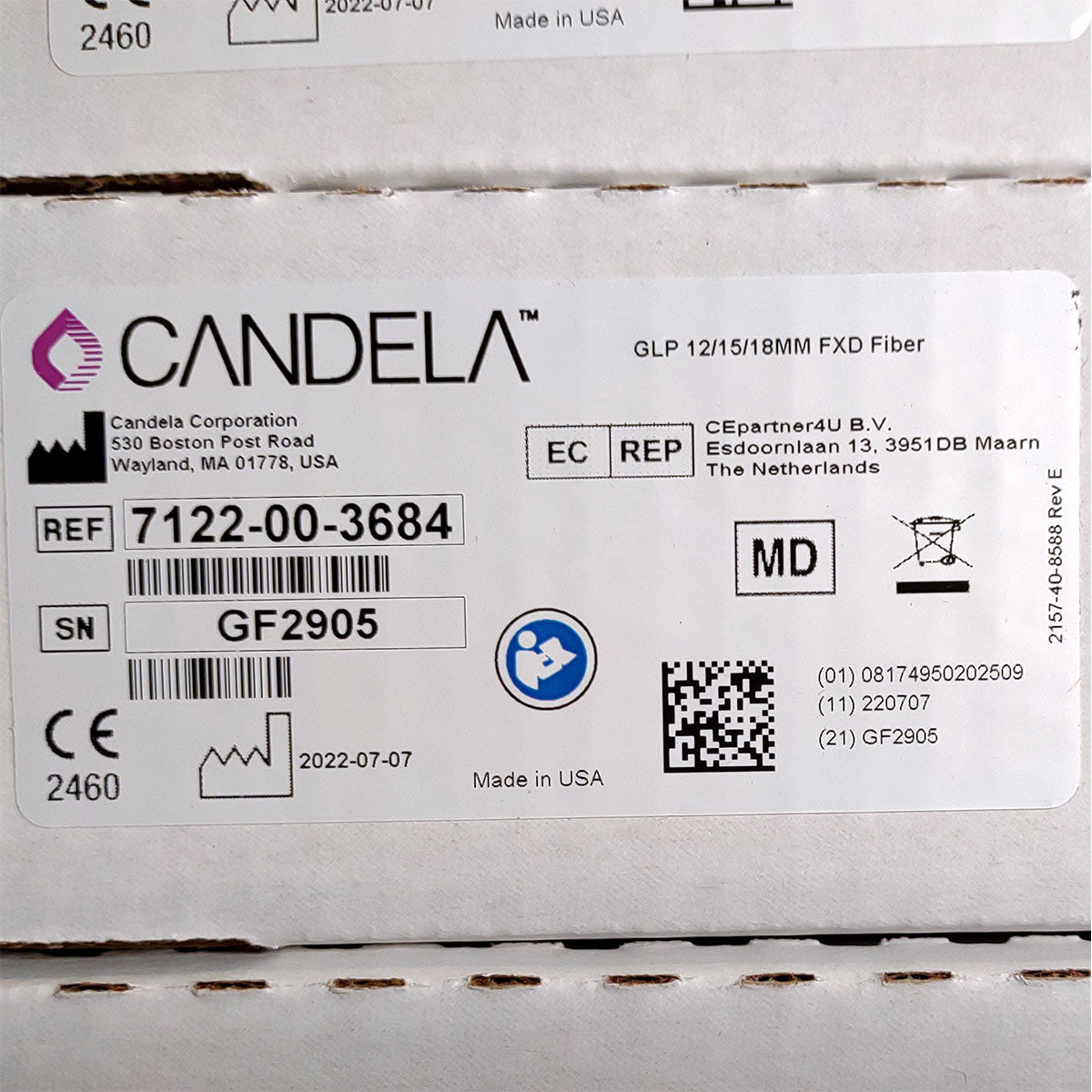 Candela GentleLase Plus Fiber Assembly 12/15/18mm Factory NEW 7122-00-3684 (GF2905)