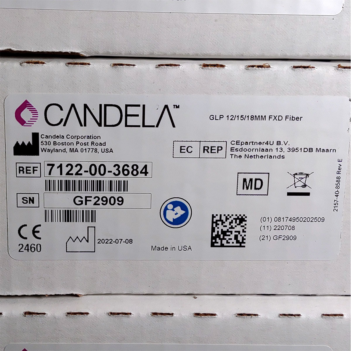 Candela GentleLase Plus Fiber Assembly 12/15/18mm Factory NEW 7122-00-3684 (GF2909)