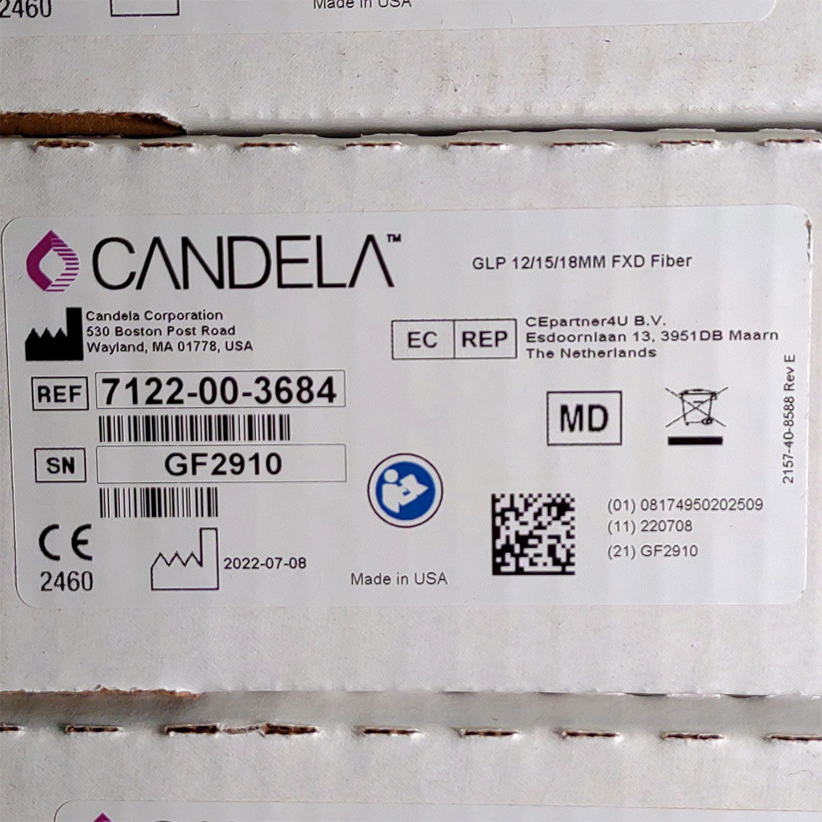 Candela GentleLase Plus Fiber Assembly 12/15/18mm Factory NEW 7122-00-3684 (GF2910)