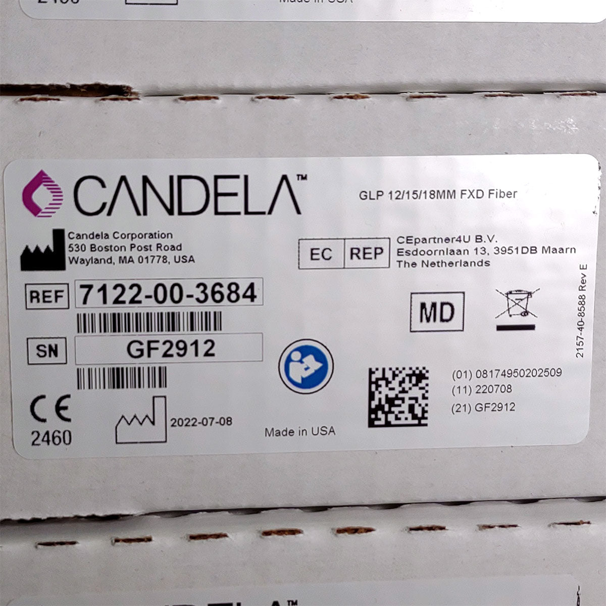 Candela GentleLase Plus Fiber Assembly 12/15/18mm Factory NEW 7122-00-3684 (GF2912)