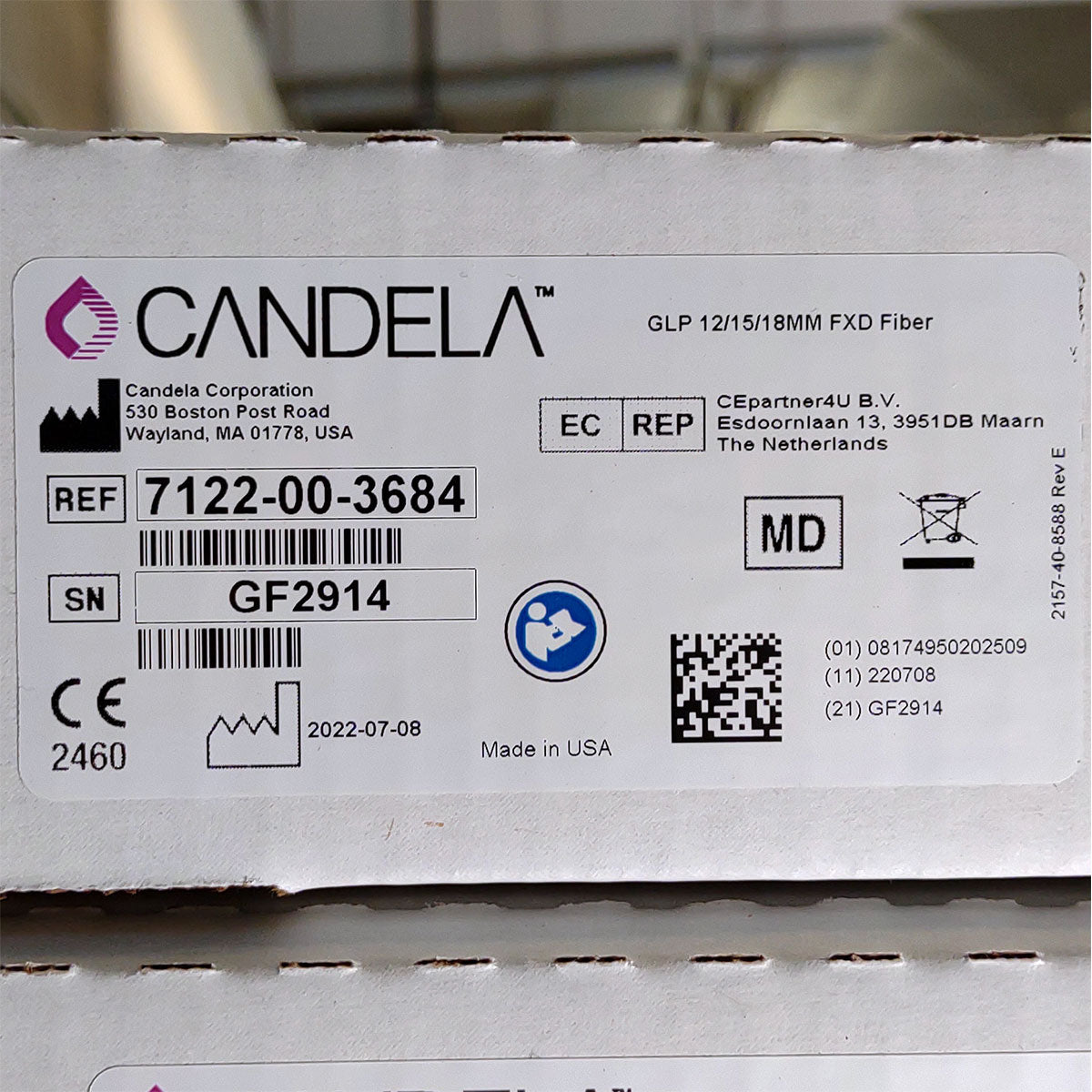 Candela GentleLase Plus Fiber Assembly 12/15/18mm Factory NEW 7122-00-3684 (GF2914)