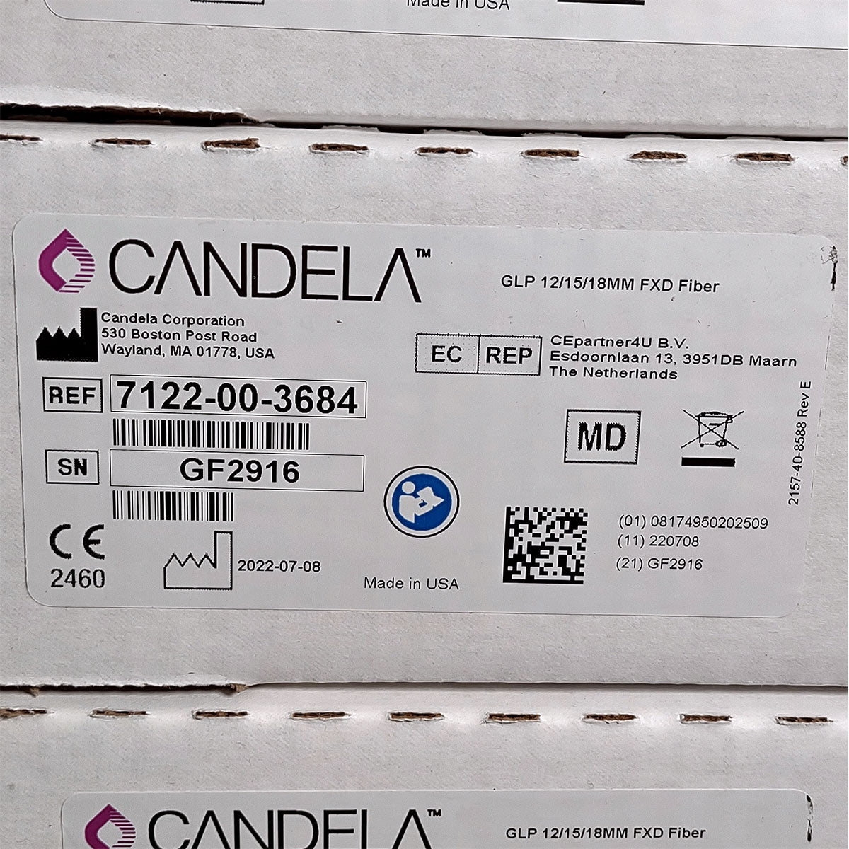 Candela GentleLase Plus Fiber Assembly 12/15/18mm Factory NEW 7122-00-3684 (GF2916)