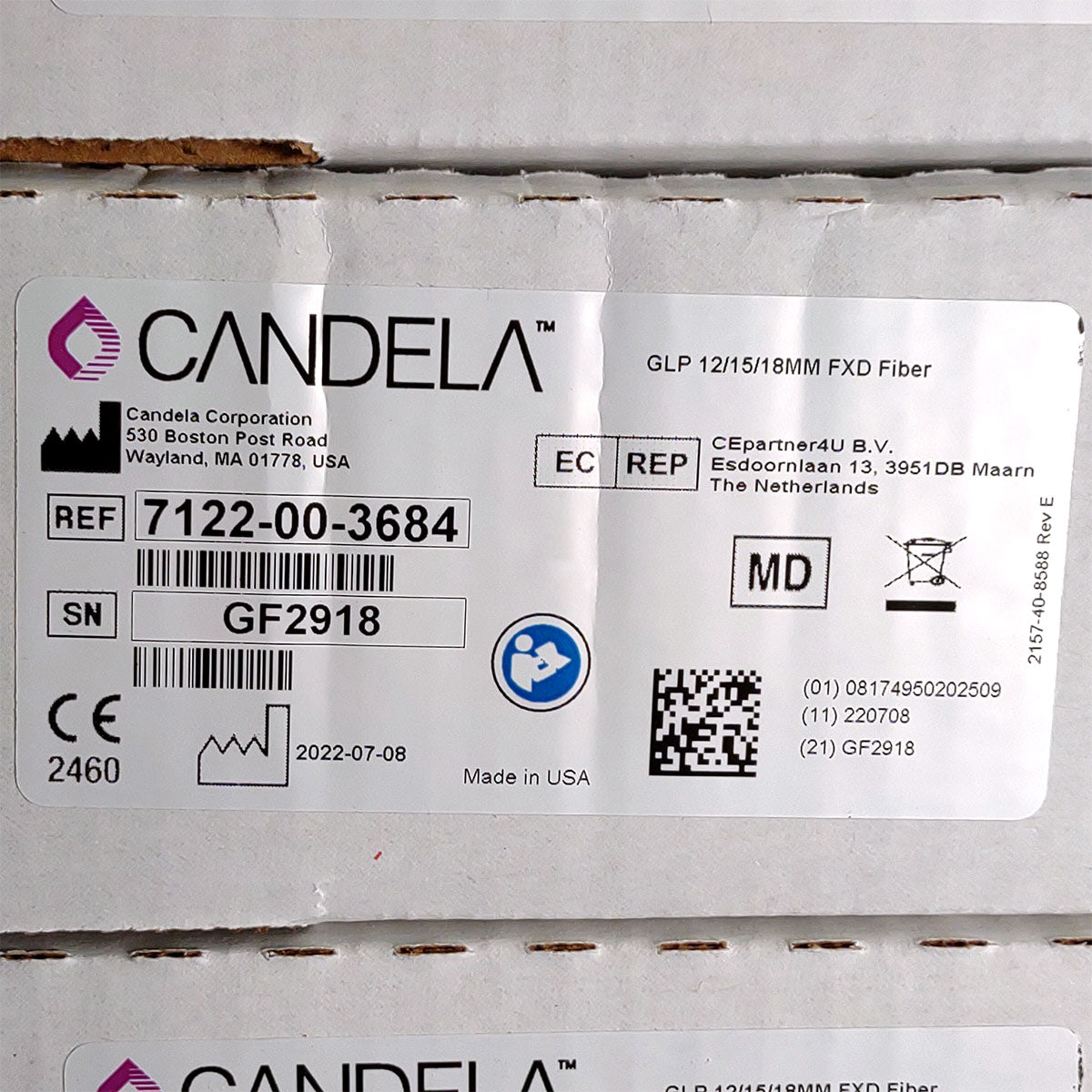 Candela GentleLase Plus Fiber Assembly 12/15/18mm Factory NEW 7122-00-3684 (GF2918)