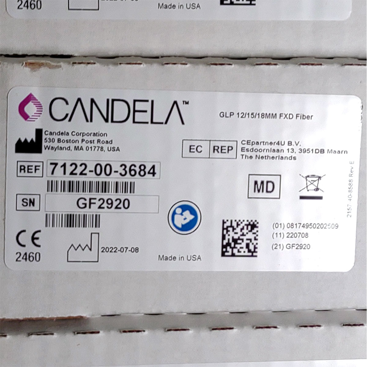 Candela GentleLase Plus Fiber Assembly 12/15/18mm Factory NEW 7122-00-3684 (GF2920)