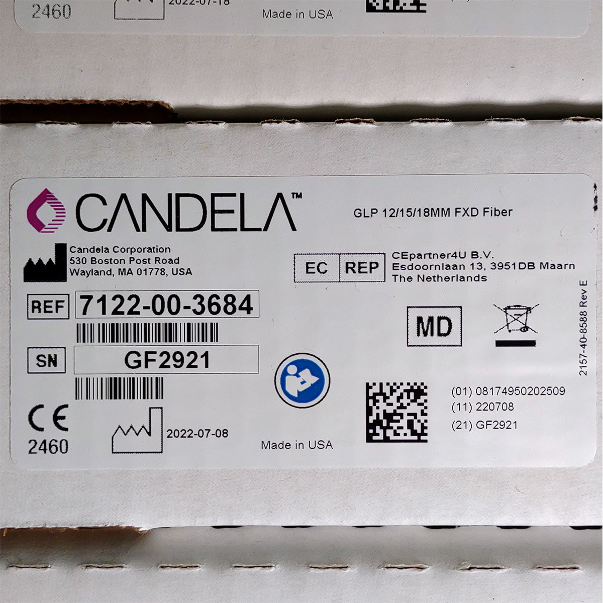 Candela GentleLase Plus Fiber Assembly 12/15/18mm Factory NEW 7122-00-3684 (GF2921)