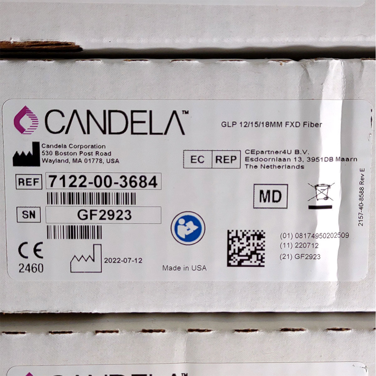 Candela GentleLase Plus Fiber Assembly 12/15/18mm Factory NEW 7122-00-3684 (GF2923)