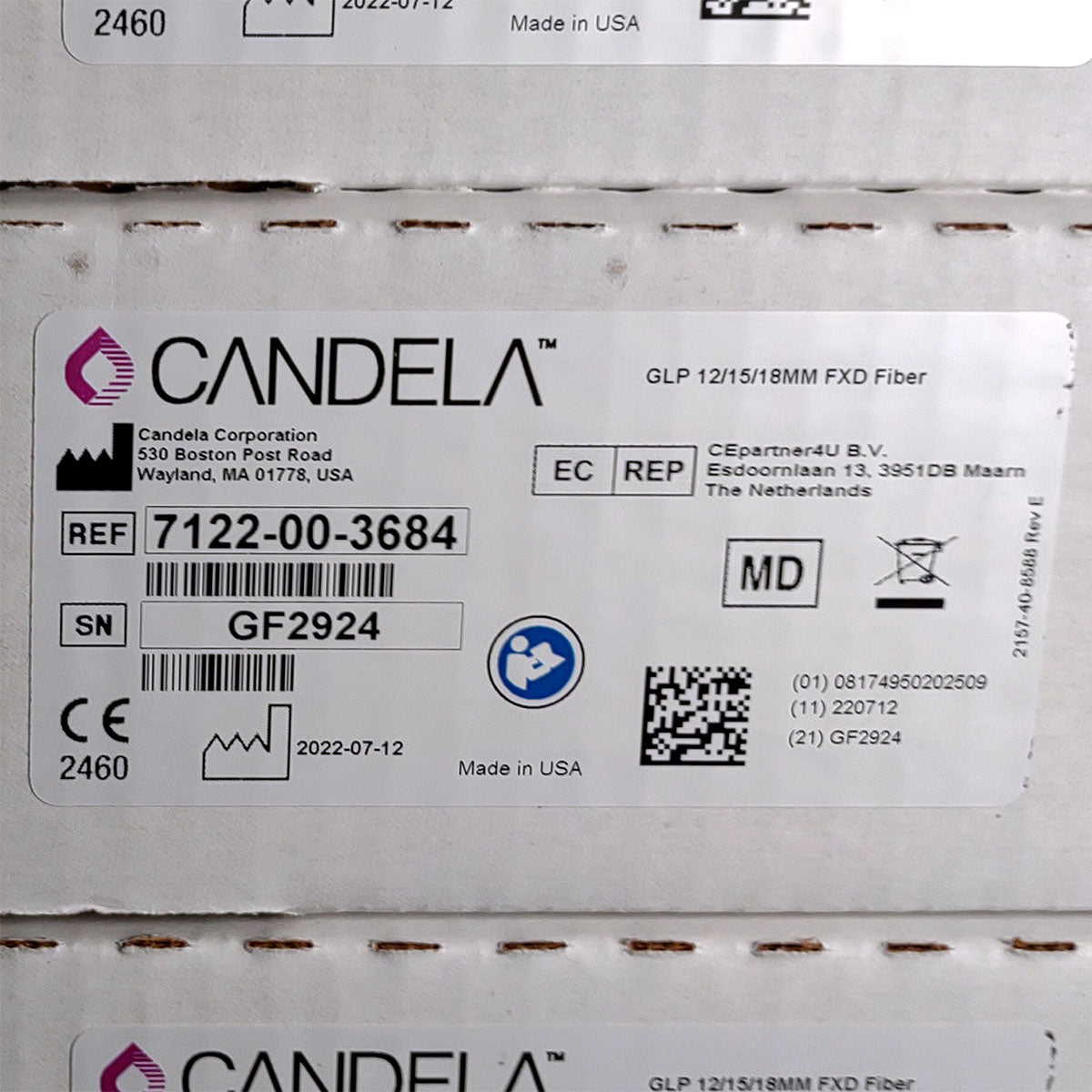 Candela GentleLase Plus Fiber Assembly 12/15/18mm Factory NEW 7122-00-3684 (GF2924)