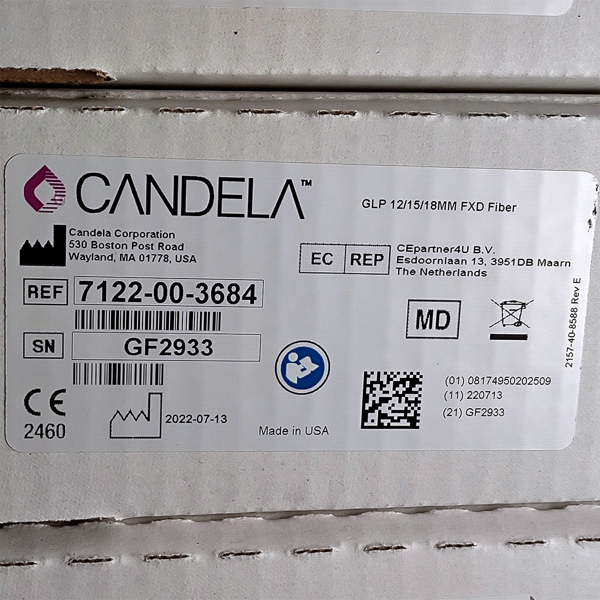 Candela GentleLase Plus Fiber Assembly 12/15/18mm Factory NEW 7122-00-3684 (GF2933)