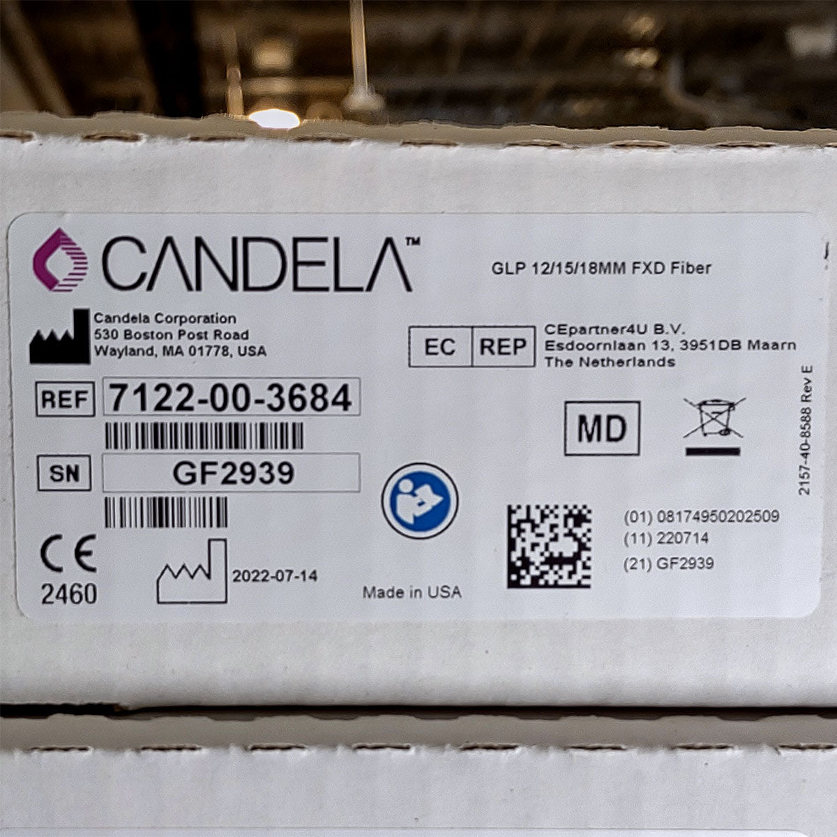 Candela GentleLase Plus Fiber Assembly 12/15/18mm Factory NEW 7122-00-3684 (GF2939)