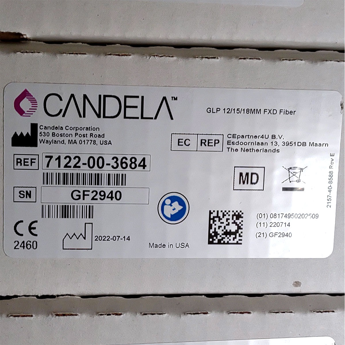Candela GentleLase Plus Fiber Assembly 12/15/18mm Factory NEW 7122-00-3684 (GF2940)
