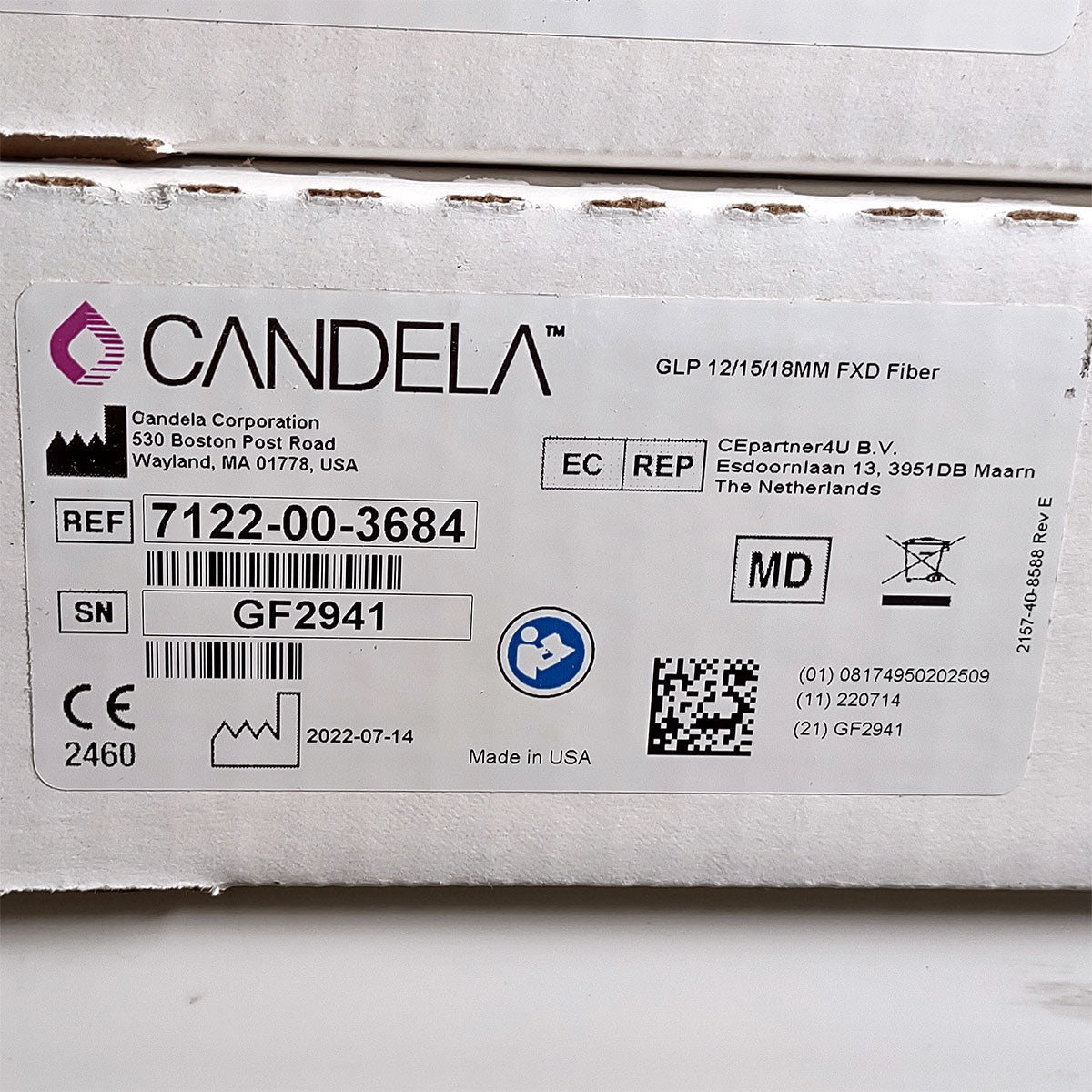 Candela GentleLase Plus Fiber Assembly 12/15/18mm Factory NEW 7122-00-3684 (GF2941)