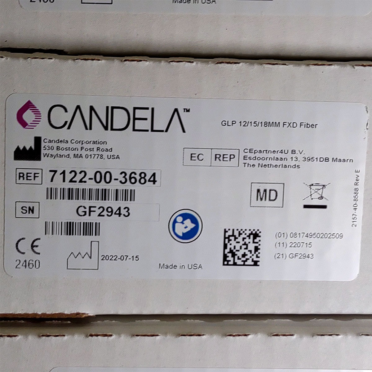 Candela GentleLase Plus Fiber Assembly 12/15/18mm Factory NEW 7122-00-3684 (GF2943)