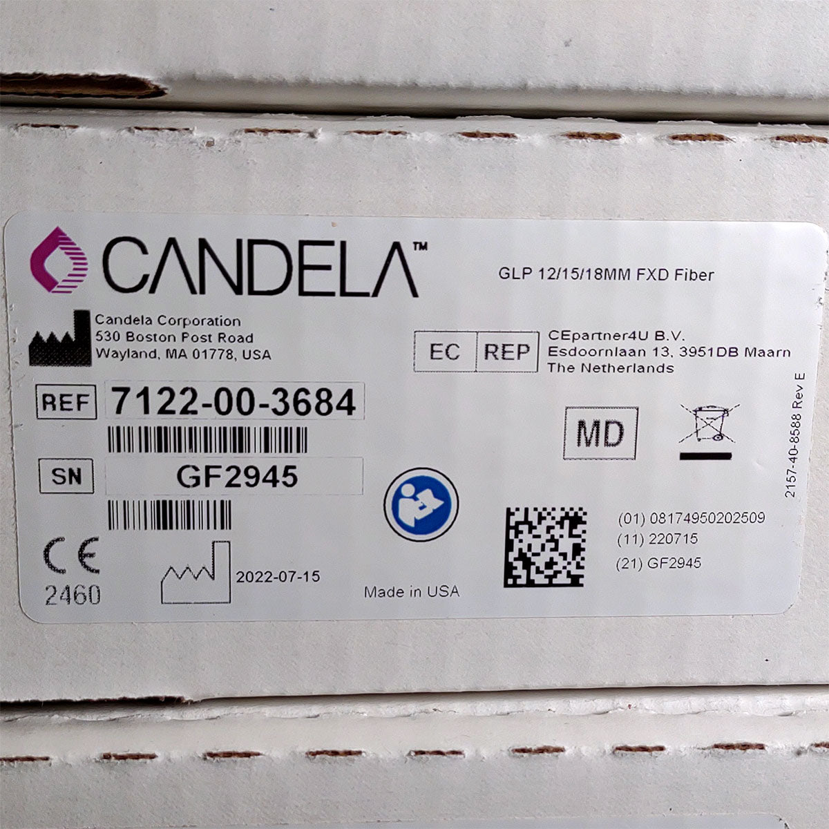 Candela GentleLase Plus Fiber Assembly 12/15/18mm Factory NEW 7122-00-3684 (GF2945)