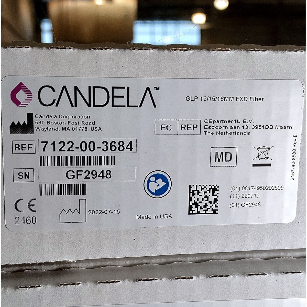 Candela GentleLase Plus Fiber Assembly 12/15/18mm Factory NEW 7122-00-3684 (GF2948)