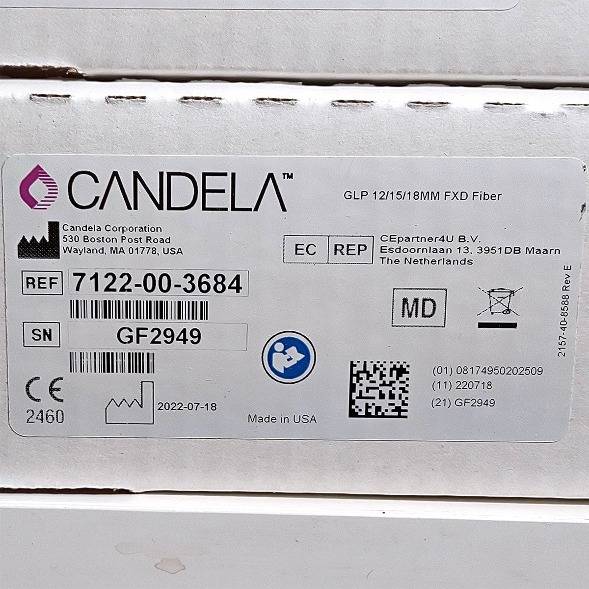 Candela GentleLase Plus Fiber Assembly 12/15/18mm Factory NEW 7122-00-3684 (GF2949)