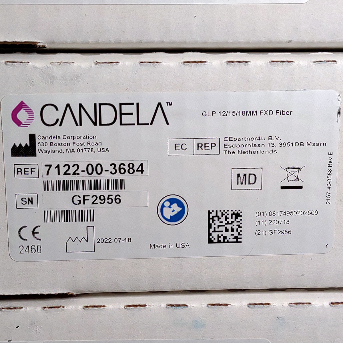 Candela GentleLase Plus Fiber Assembly 12/15/18mm Factory NEW 7122-00-3684 (GF2956)