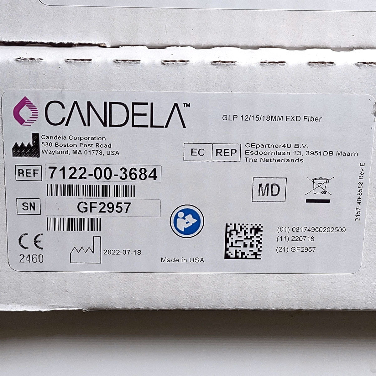 Candela GentleLase Plus Fiber Assembly 12/15/18mm Factory NEW 7122-00-3684 (GF2957)