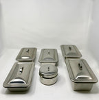 Lot of 6 Stainless Steel Surgical Trays With Lids Surgeon Operating Room OR