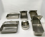 Lot of 6 Stainless Steel Surgical Trays With Lids Surgeon Operating Room OR