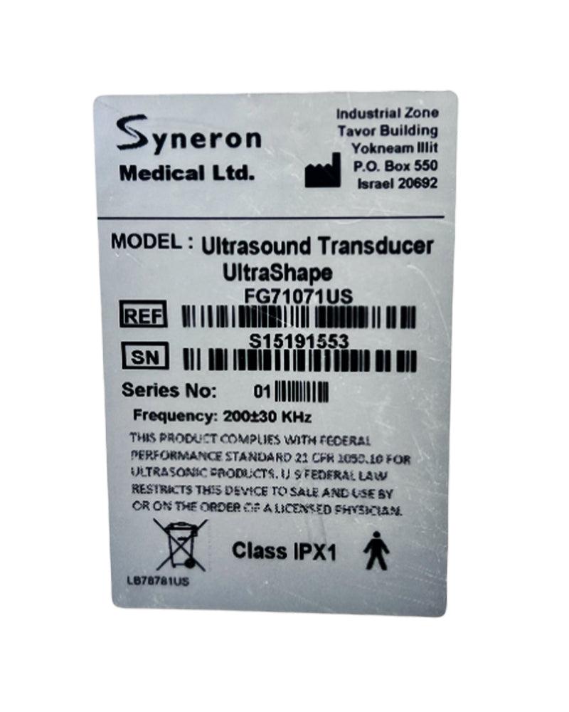 Syneron Candela UltraShape U-Sculpt Ultrasonic Transducer Handpiece Applicator