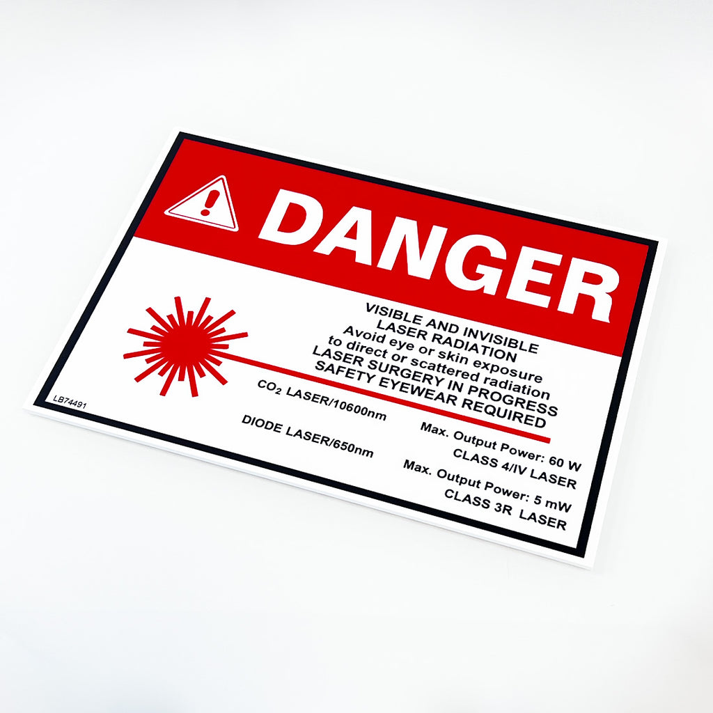 Laser Room Safety Danger Warning Sign Poster 60W CO2 10600 nm 8.25 x 11.75 Inch