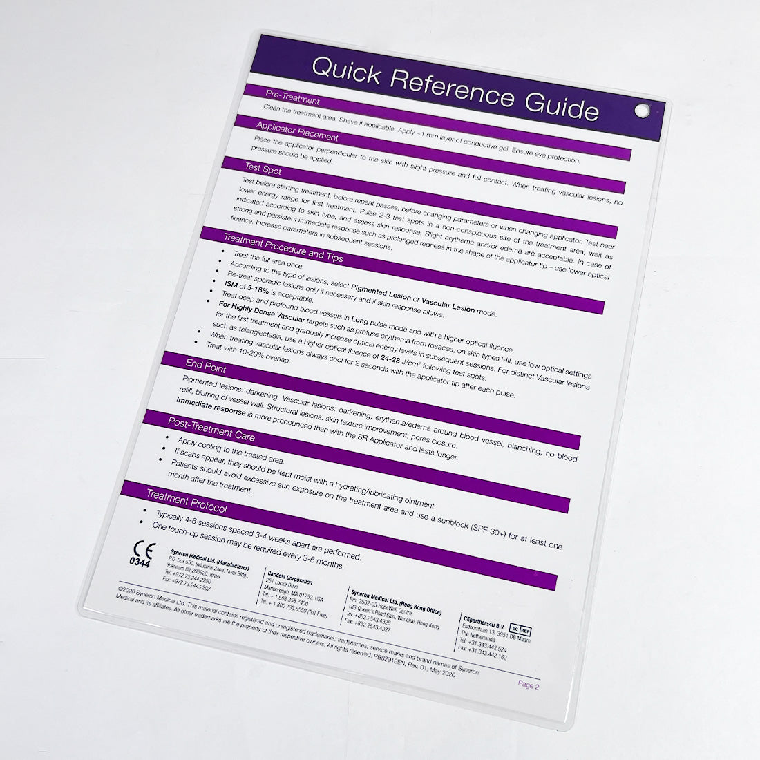 Syneron elos Plus SRA Plus and SRA mini Applicators Quick Reference Guide