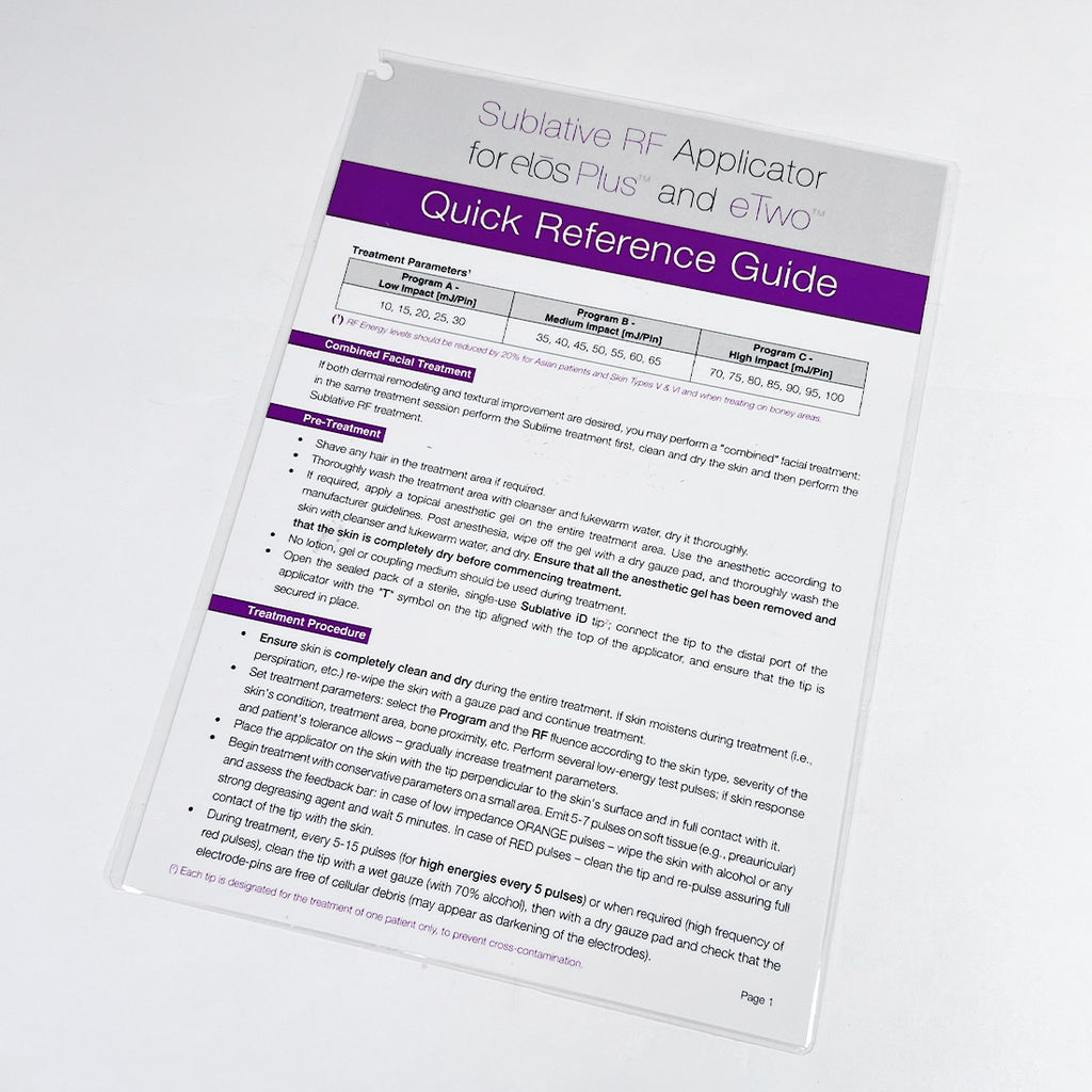 Syneron Sublative RF Applicator for Elos Plus and eTwo Quick Reference Guide