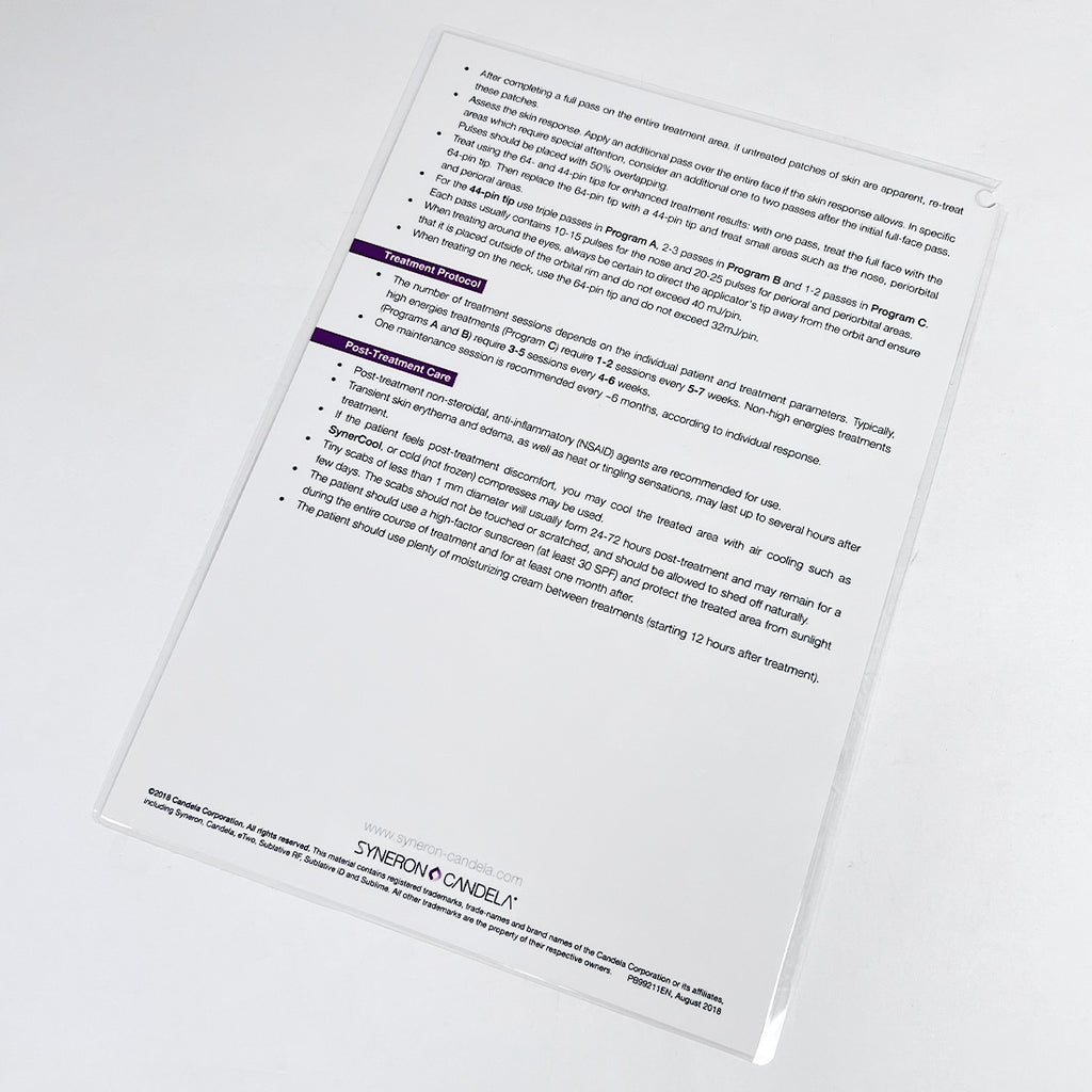Syneron Sublative RF Applicator for Elos Plus and eTwo Quick Reference Guide