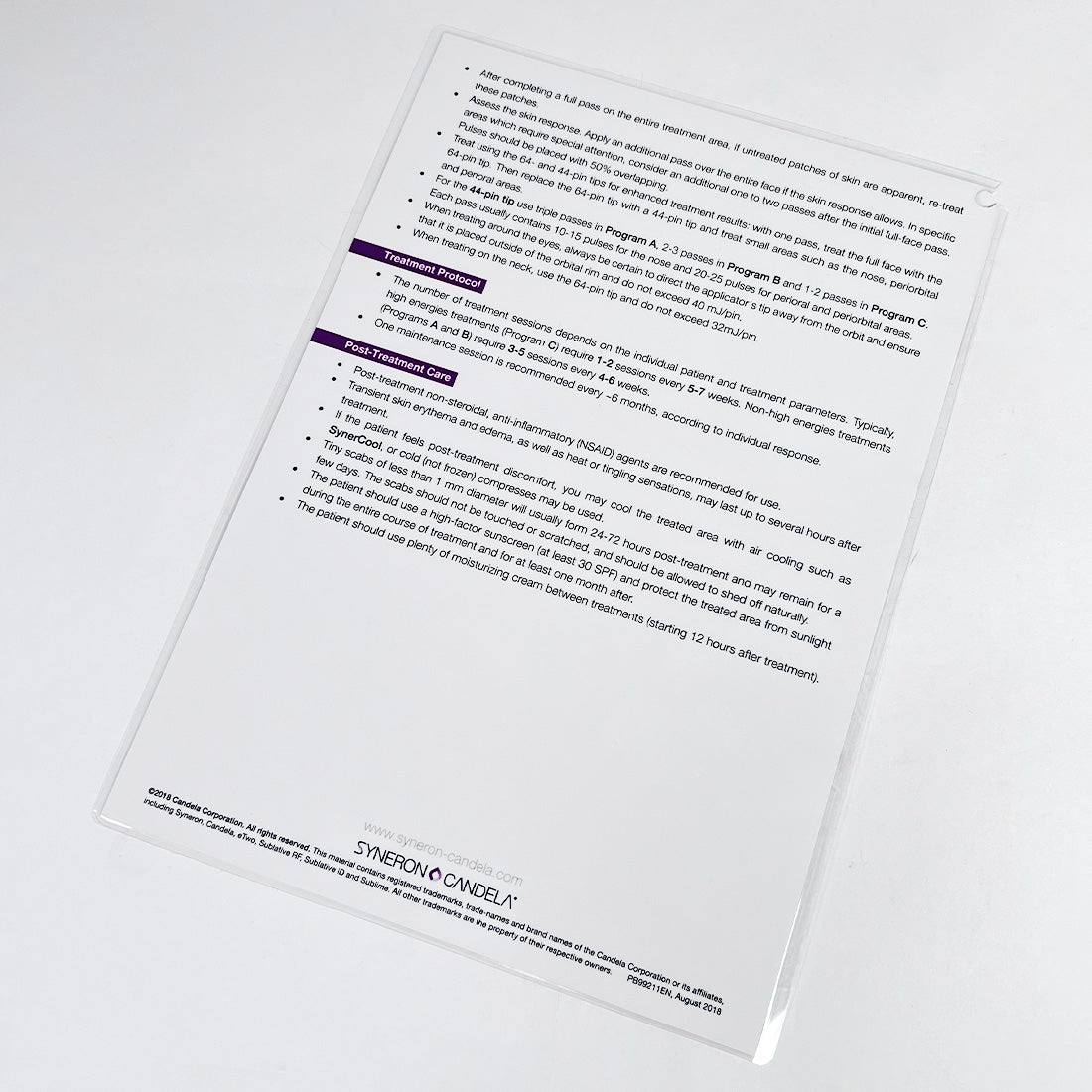 Syneron Sublative RF Applicator for Elos Plus and eTwo Quick Reference Guide