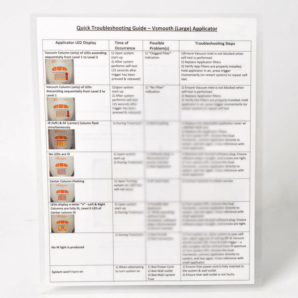 Syneron VelaShape Vsmooth Large Applicator Cleaning Guidelines w/Photos Guide
