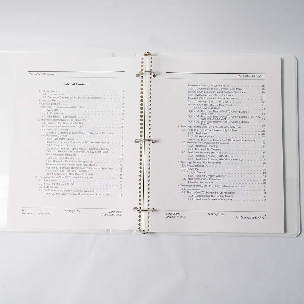 Thermage THERMACOOL TC Technical User's Manual PN: 40397 Rev A. (76 pages)