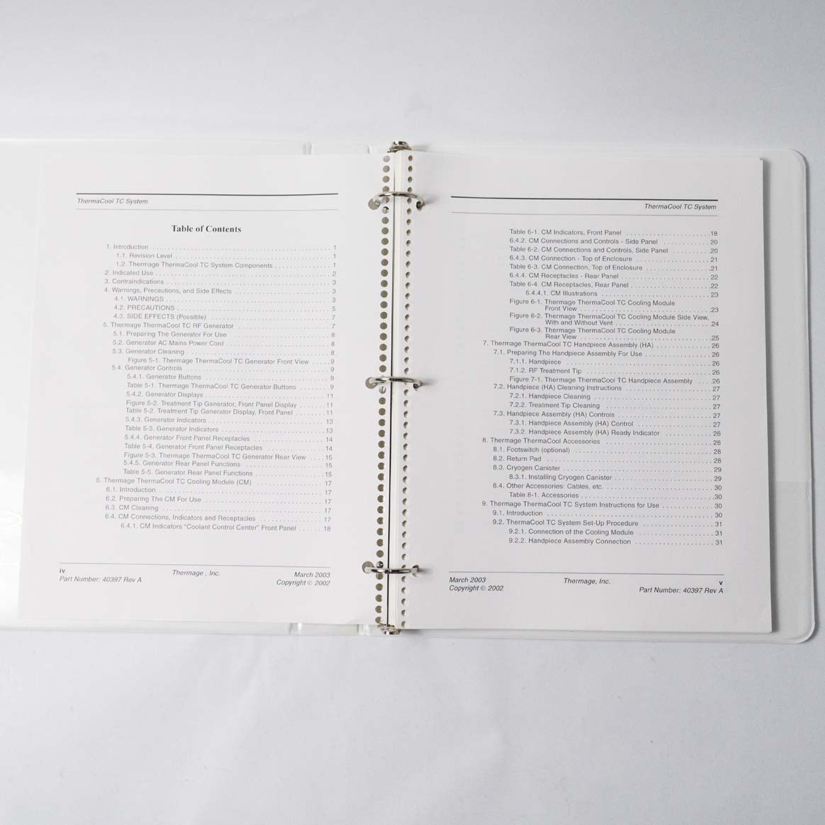 Thermage THERMACOOL TC Technical User's Manual PN: 40397 Rev A. (76 pages)