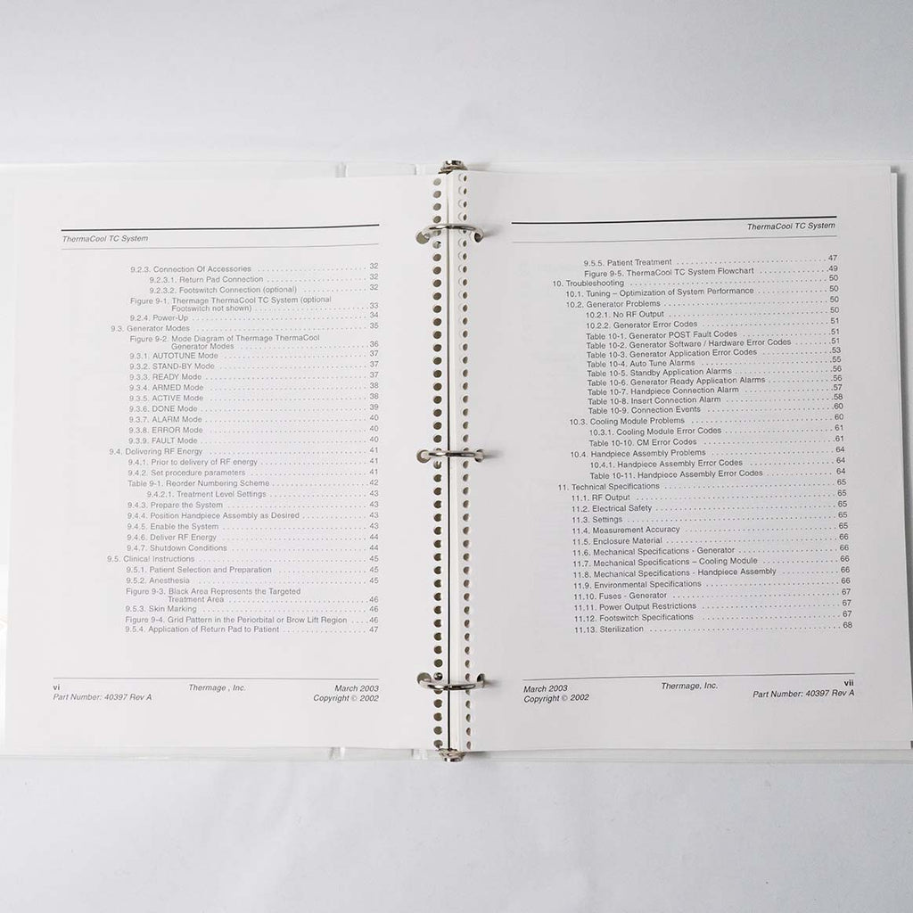 Thermage THERMACOOL TC Technical User's Manual PN: 40397 Rev A. (76 pages)