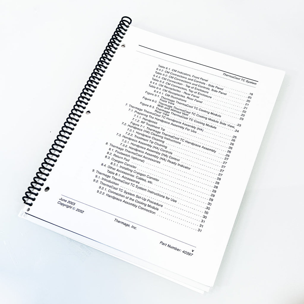 2003 Thermage ThermaCool TC Technical User's Manual 40397