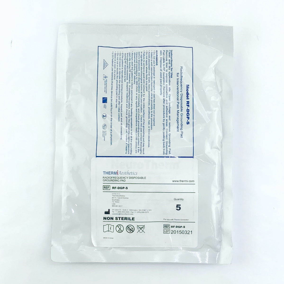 Thermi Aesthetics Dispersive Return Electrode Grounding Pad RF-DGP-S