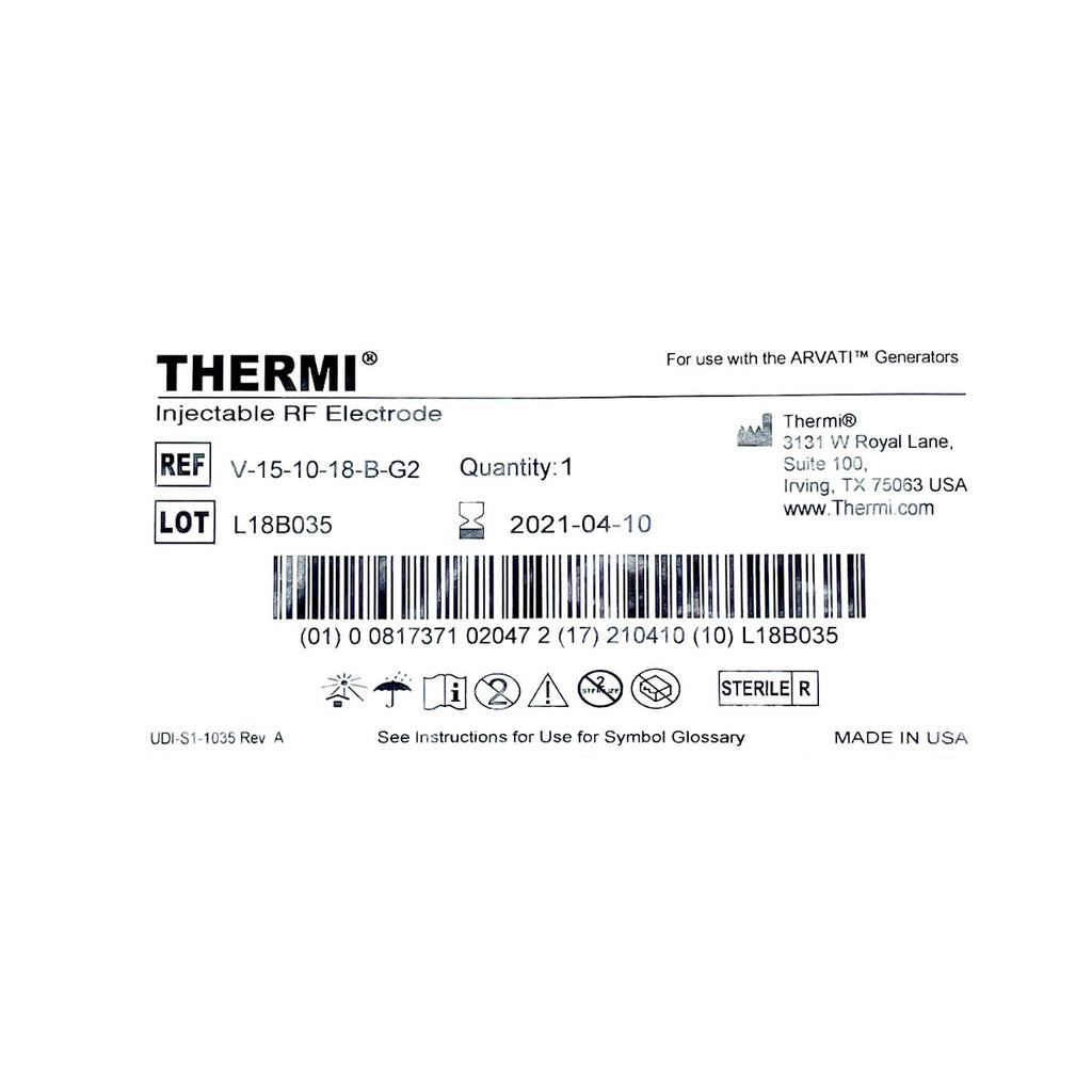 Thermi Arvati Injectable RF Electrode V-15-10-18-B-G2 Exp. 04/21