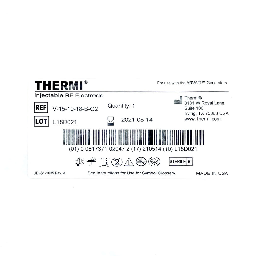 Thermi Arvati Injectable RF Electrode V-15-10-18-B-G2 Exp. 05/21