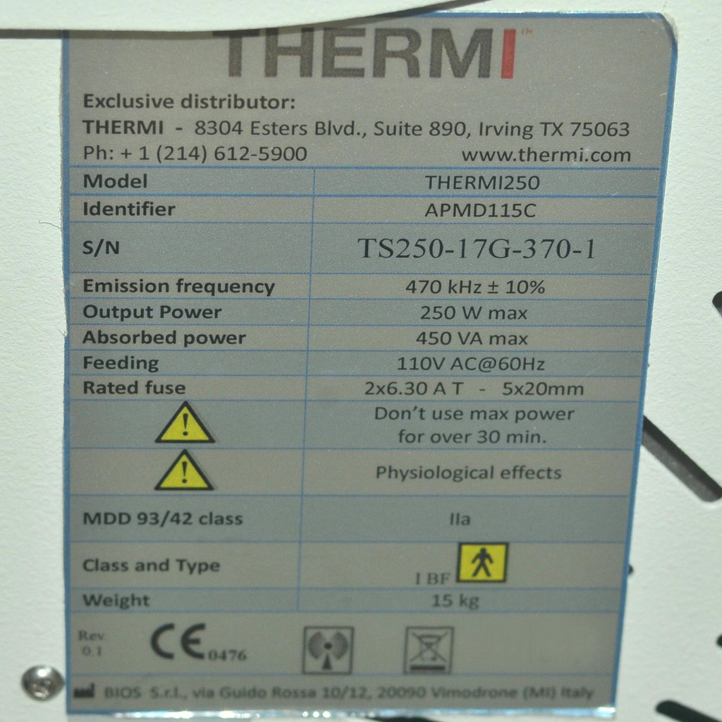 2017 ThermiAesthetics Thermi250 RF Cellulite Reduction Skin Tightening Face Arms