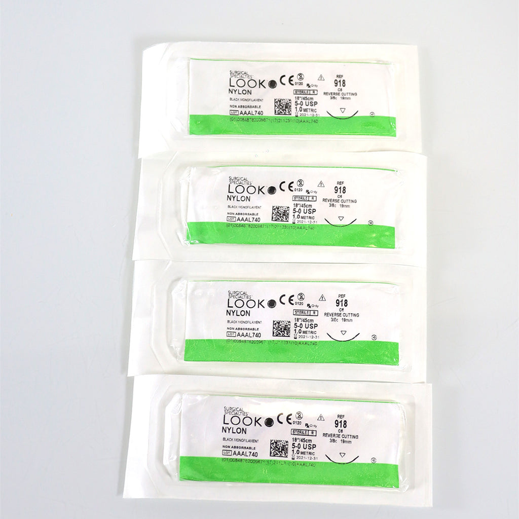 Surgical Specialty Look Nylon Black Monofilament 5-0 18"/45cm Suture 12/2021 x4