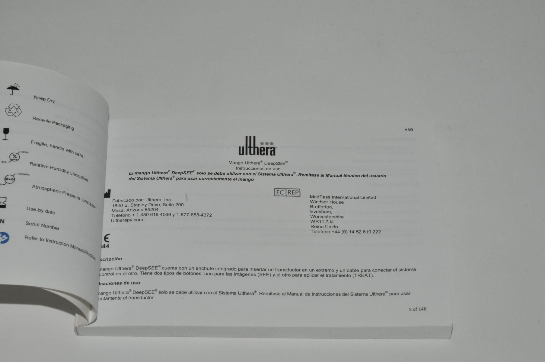 Ulthera Ultherapy DeepSEE Handpiece Instructions For Use Manual