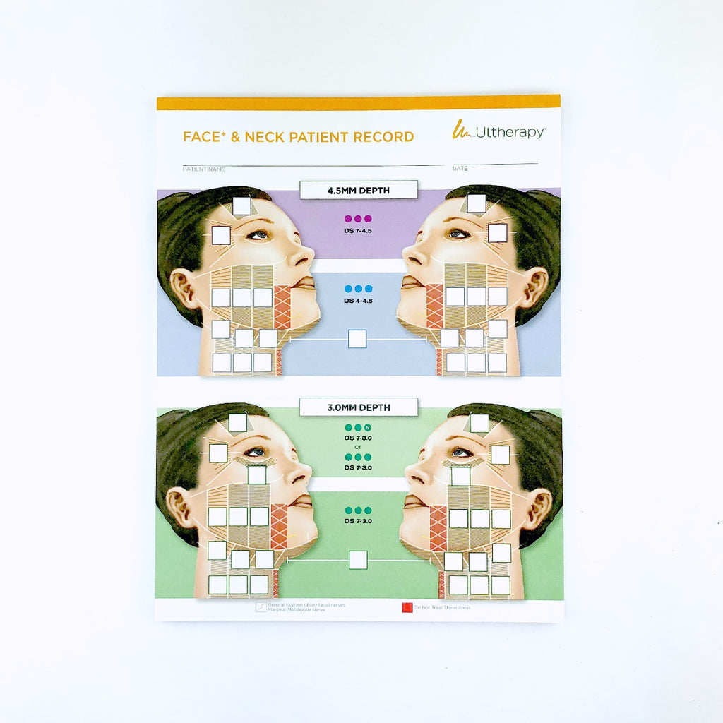Ultherapy Face & Neck Patient Record Guide Sheet 1002832A Pad of 9