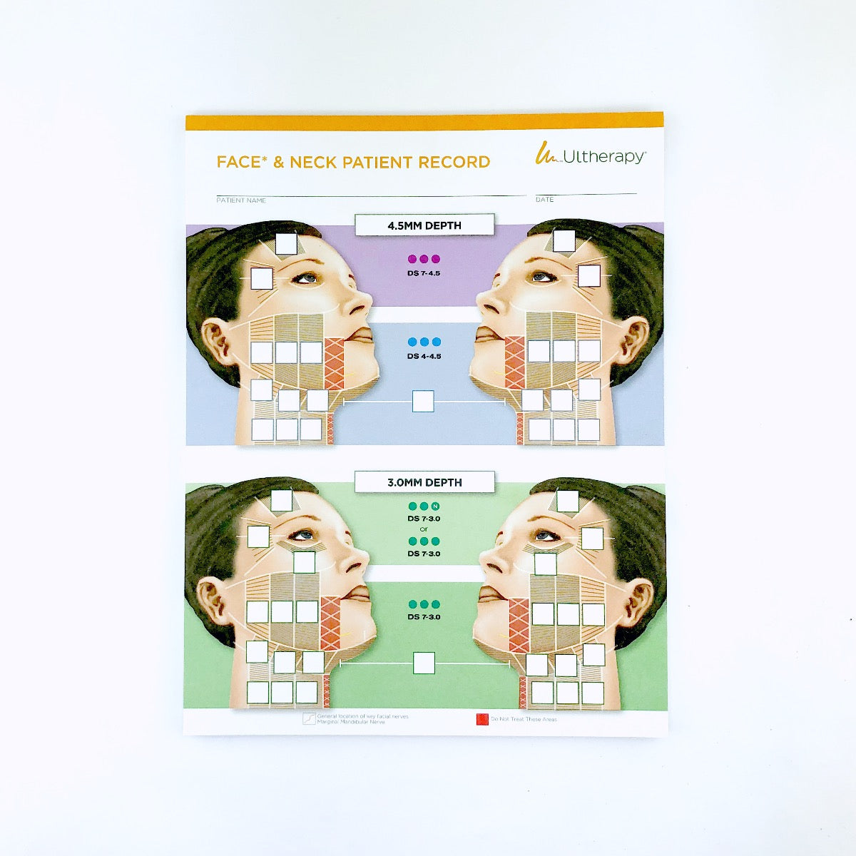 Ultherapy Face & Neck Patient Record Guide Sheet 1002832A Pad of 9