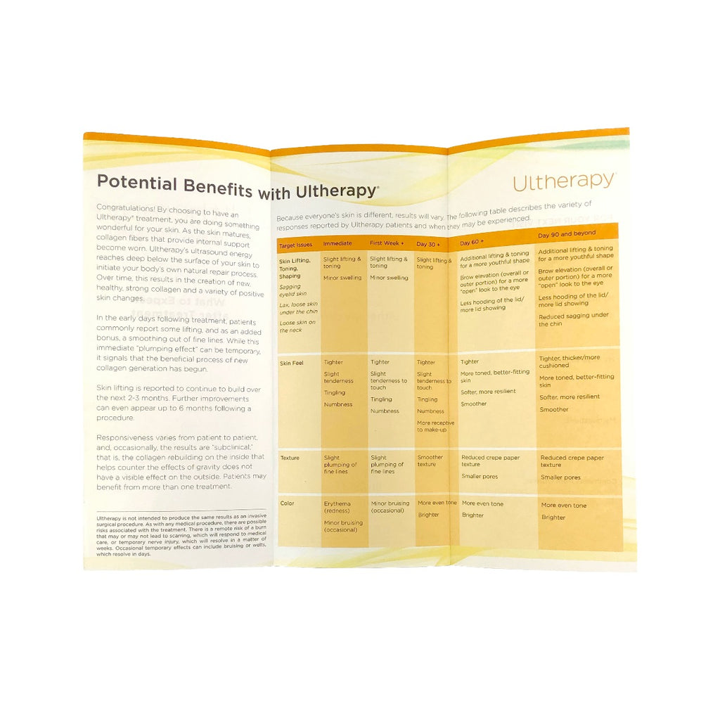 Ultherapy What to Expect Post Treatment Patient Brochure - 30 Pack 1001830A