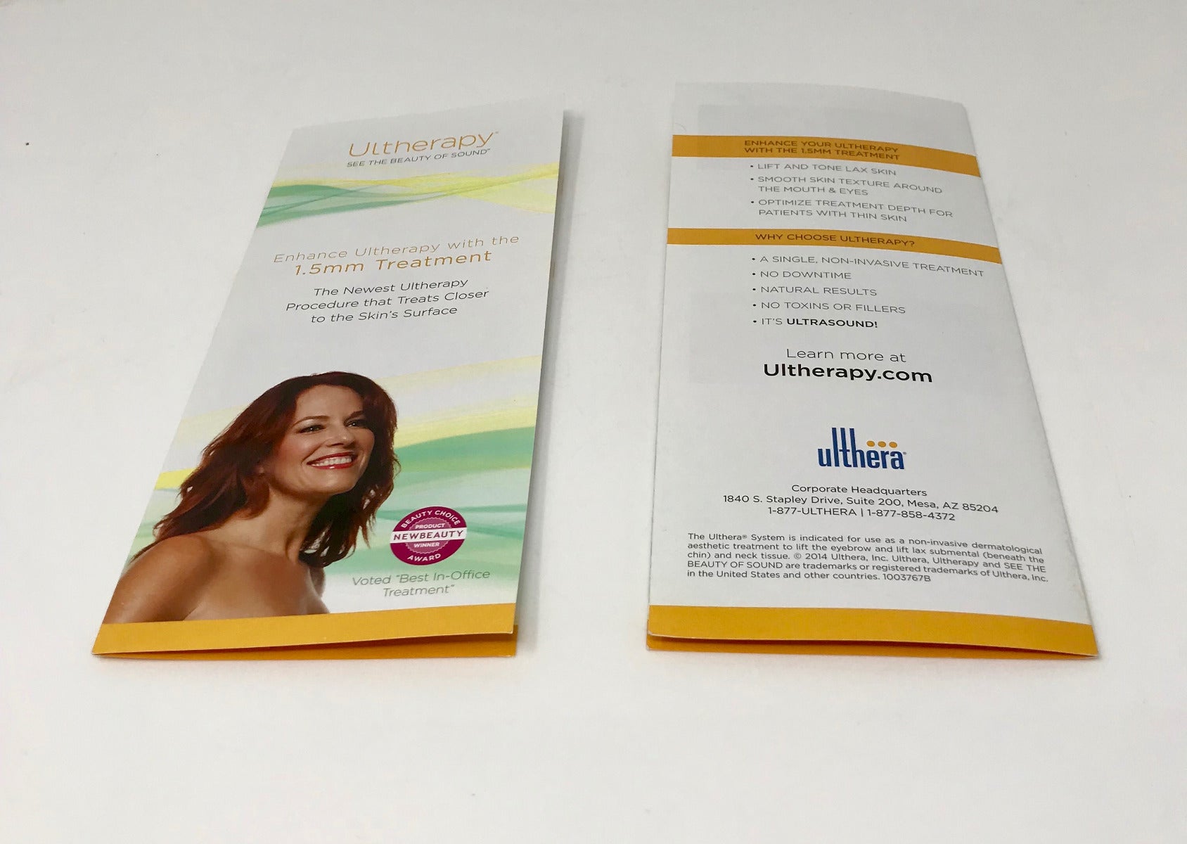 Ultherapy Enhance 1.5mm Treatment Patient Informational Brochure Pamphlet 52 pcs