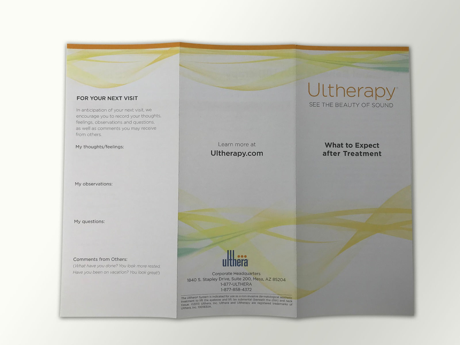 Ulthera Ultherapy What to Expect Post Treatment Notes Patient Brochures 25 Pack